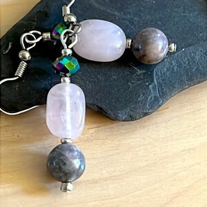Rose Quartz & Pink Jasper Earrings.